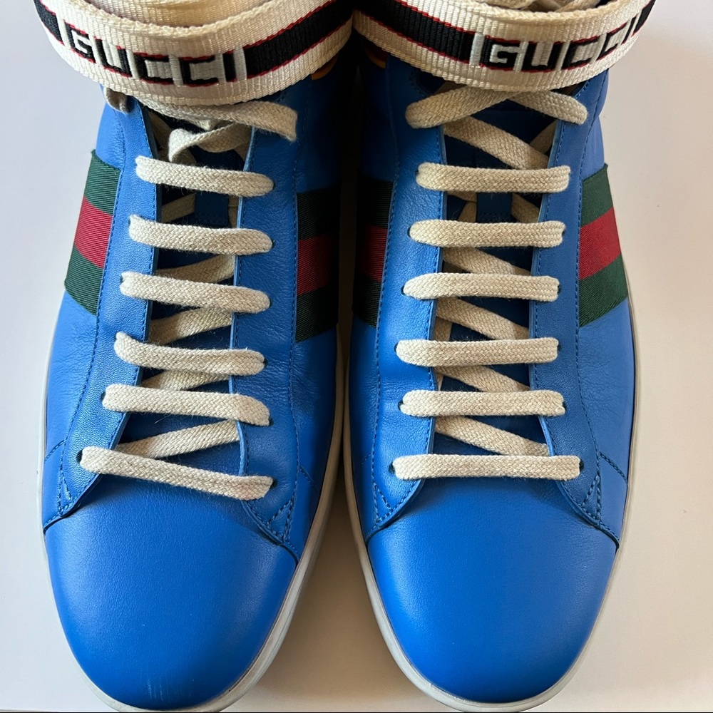 Gucci Men’s Ace Strap Leather High Top Trainer Sneakers-Excellent Condition